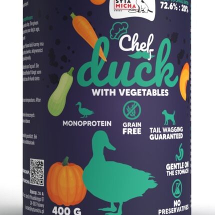 syta micha chef. mokra karma dla psa kaczka z warzywami 400g
