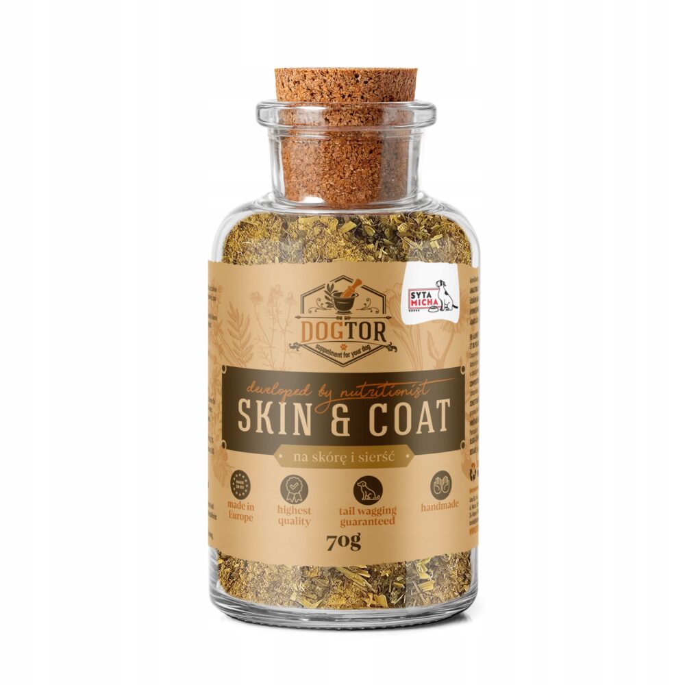 syta micha dogtor suplement ziołowy na skórę i sierść dla psa 70g