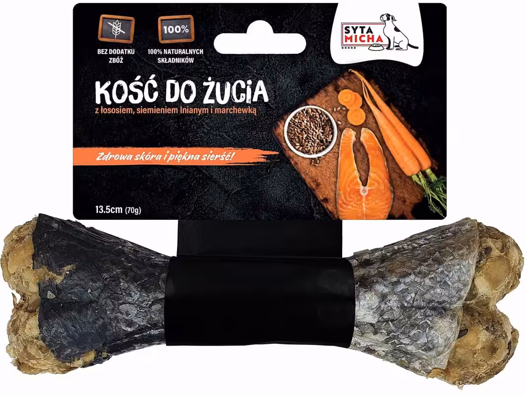syta micha. kość do żucia dla psa na piękną sierść 13,5 cm