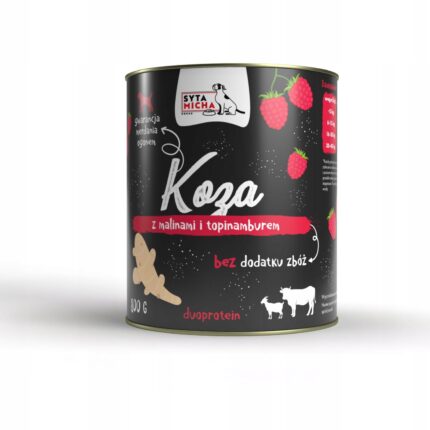 syta micha. karma mokra dla psa koza z malinami i topinamburem 800g