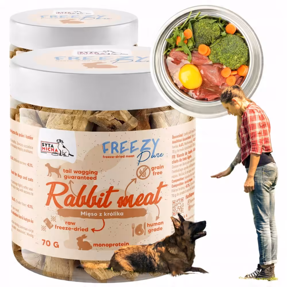 syta micha. 100% liofilizowane mięso królika dla psa 70g freezy pure