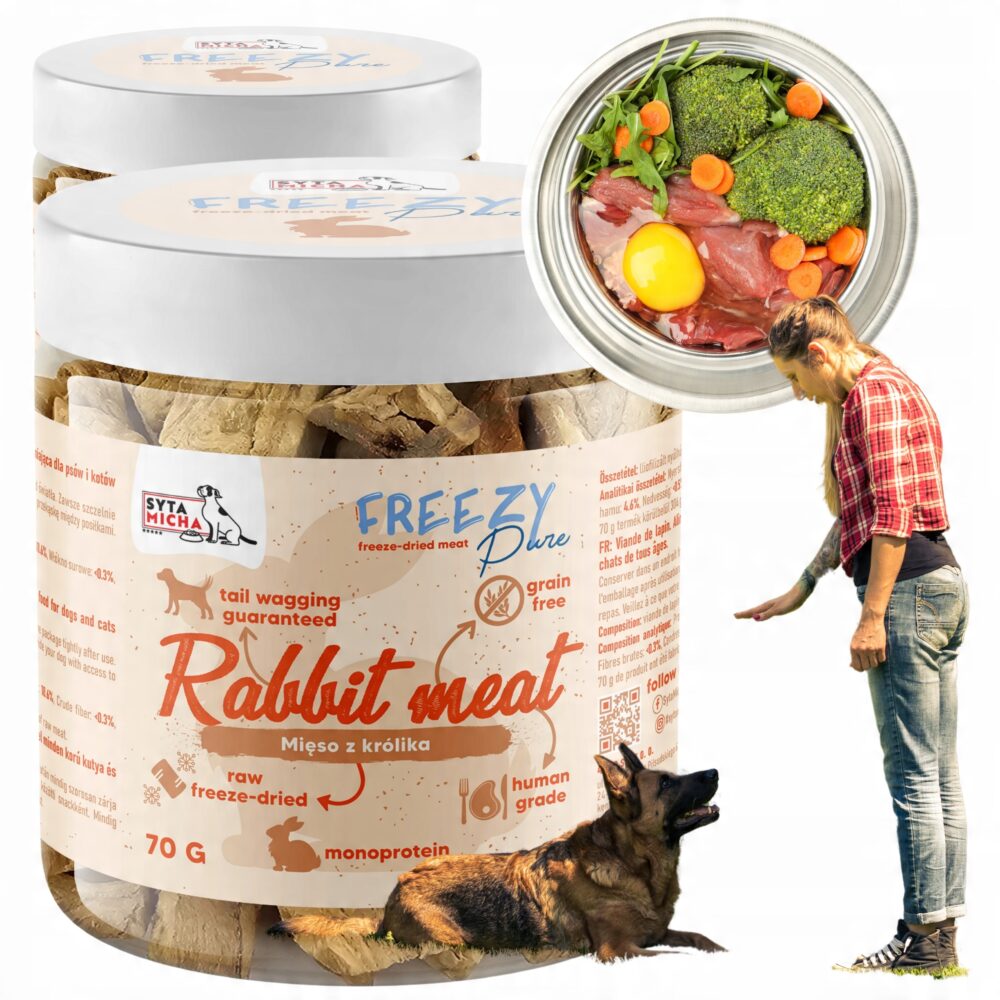 syta micha. 100% liofilizowane mięso królika dla psa 70g freezy pure