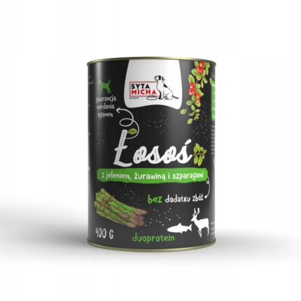 syta micha. mokra karma dla psa jeleń z żurawiną i szparagami 400g