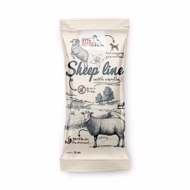 syta micha. sheep line kość do żucia dla szczeniąt owca z wanilią 12cm
