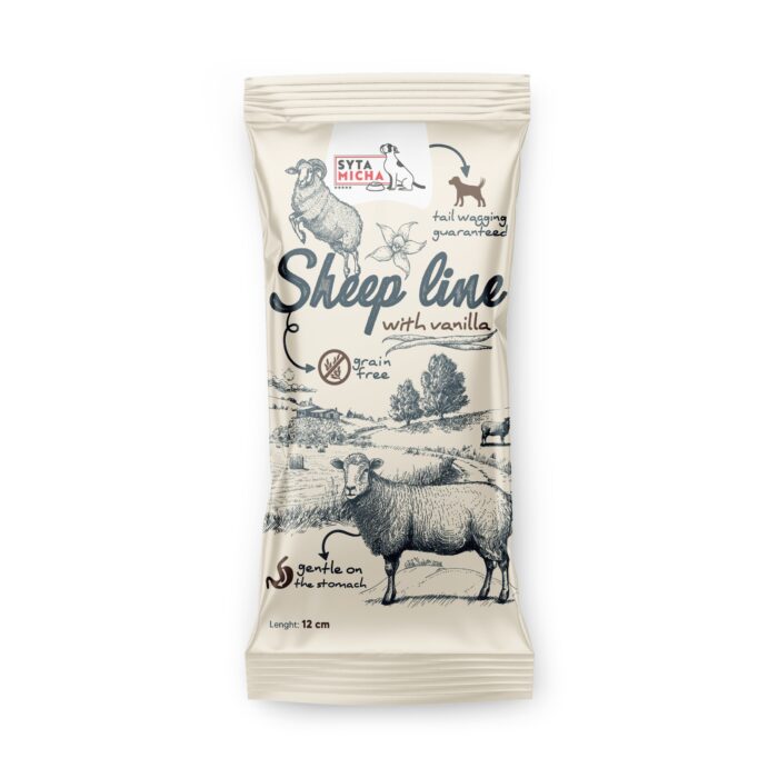 syta micha sheep line kość do żucia dla szczeniąt owca z wanilią 12cm