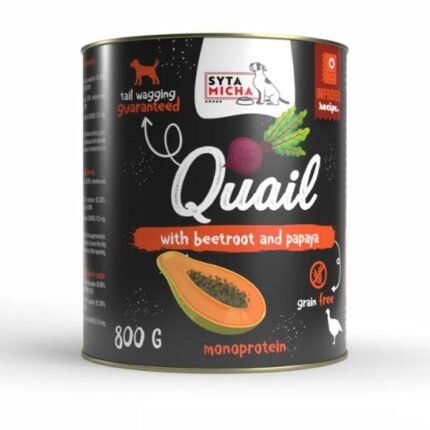 syta micha. karma mokra dla psa przepiórka z burakiem i papają 800g