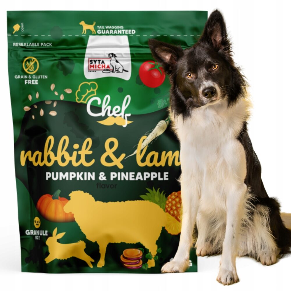 syta micha chef. sucha karma dla psa królik i jagnięcina, dynia i ananas 1.5kg