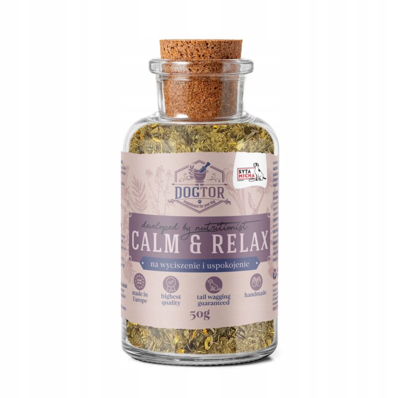 syta micha dogtor suplement ziołowy na wyciszenie i uspokojenie dla psa 50g