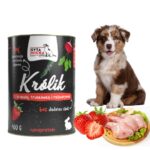 syta micha.  karma mokra dla psa królik z brukwią, truskawką i rozmarynem 400g