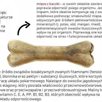 syta micha. kość do żucia dla psa z kaczką i malinami 13,5 cm