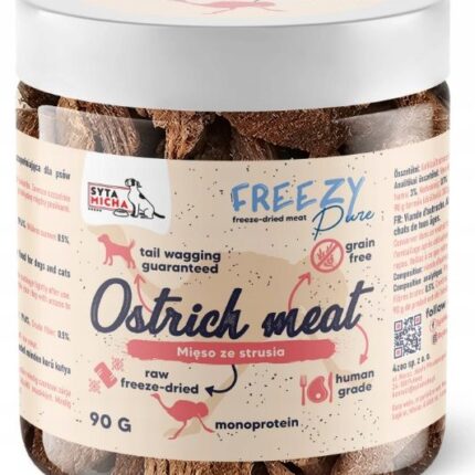 syta micha. 100% liofilizowane mięso strusia dla psa 90g freezy pure