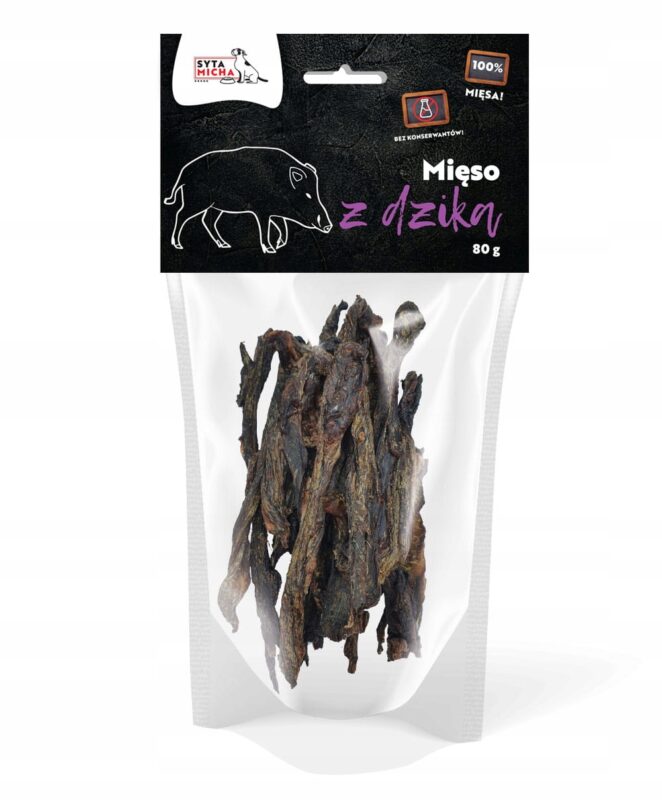 syta micha. suszone mięso z dzika dla psa 80g