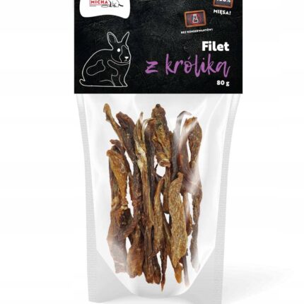syta micha. suszone filety z królika dla psa 80g