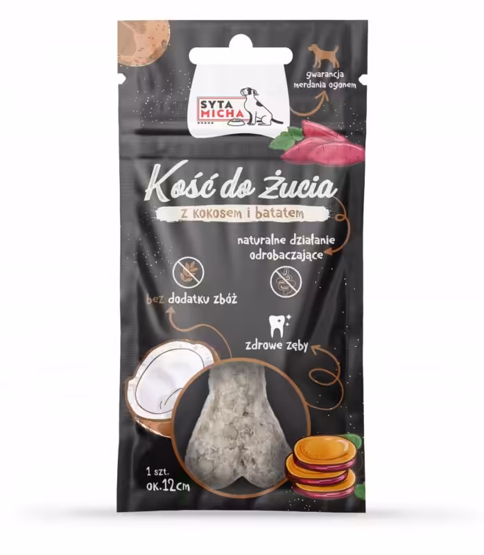 syta micha. kość do żucia dla psa kokos z batatem 12cm