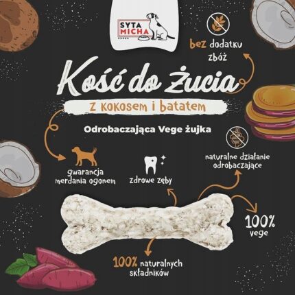 syta micha. kość do żucia dla psa kokos z batatem 12cm