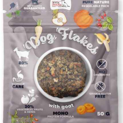 syta micha.  dog flakes suszona karma dla psa koza 50g