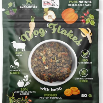 syta micha. dog flakes suszona karma dla psa jagnięcina 50g