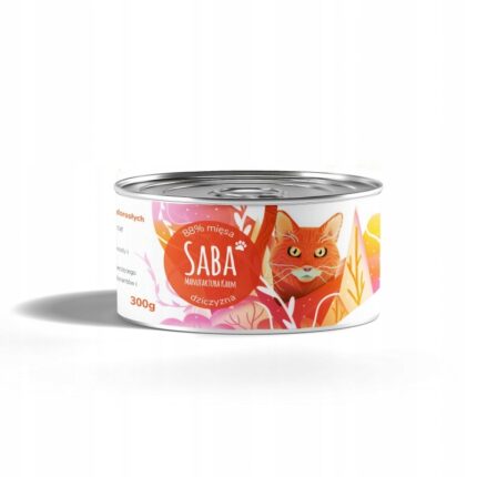 saba. karma mokra dla kota dziczyzna 88 % mięsa 300 g