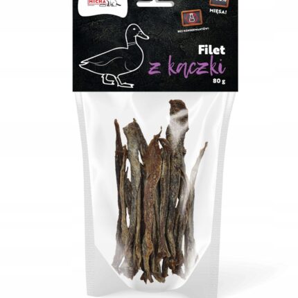 syta micha. suszone filety z kaczki dla psa 80g