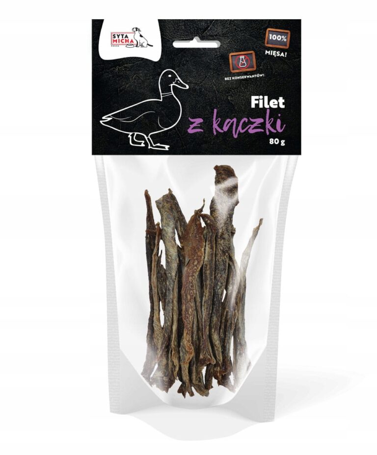 syta micha. suszone filety z kaczki dla psa 80g