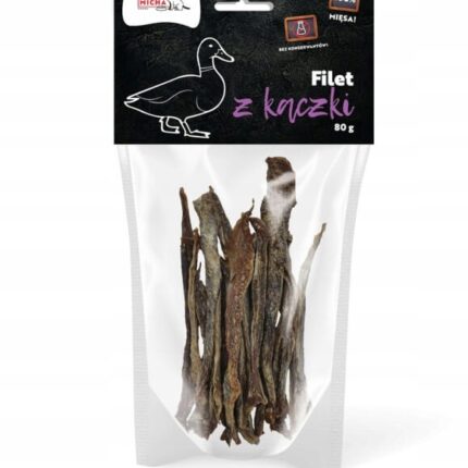 syta micha. suszone filety z kaczki dla psa 80g