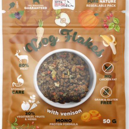 syta micha. dog flakes suszona karma dla psa dziczyzna 50g