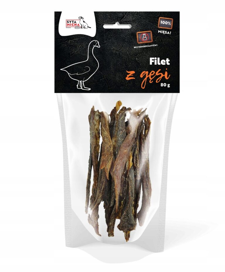 syta micha. suszone filety z gęsi dla psa 80g