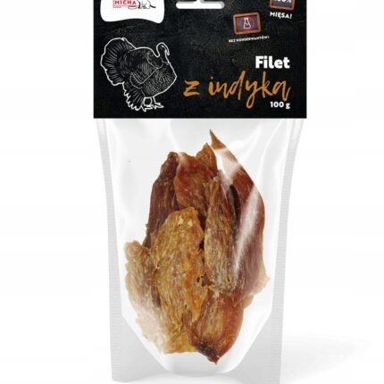 syta micha. suszone filety z indyka dla psa 100g