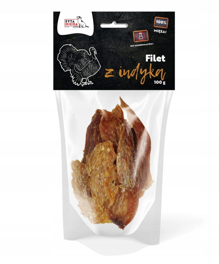 syta micha. suszone filety z indyka dla psa 100g