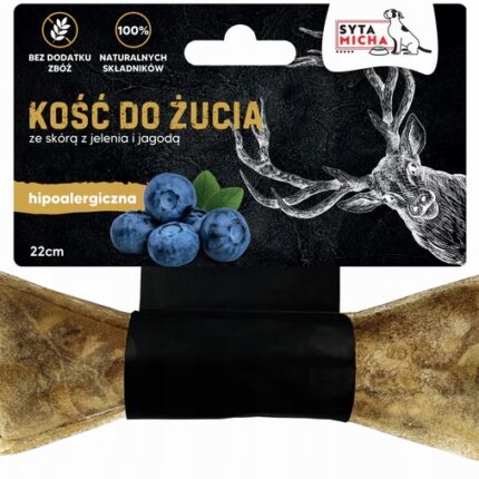 syta micha. kość do żucia dla psa hipoalergiczna jeleń z jagodami 22cm