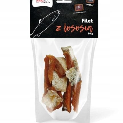 syta micha. suszone filety z łososia dla psa 80g