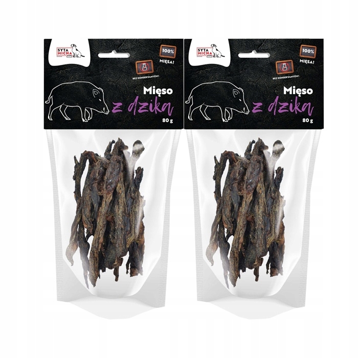 syta micha.  suszone mięso z dzika dla psa 80g