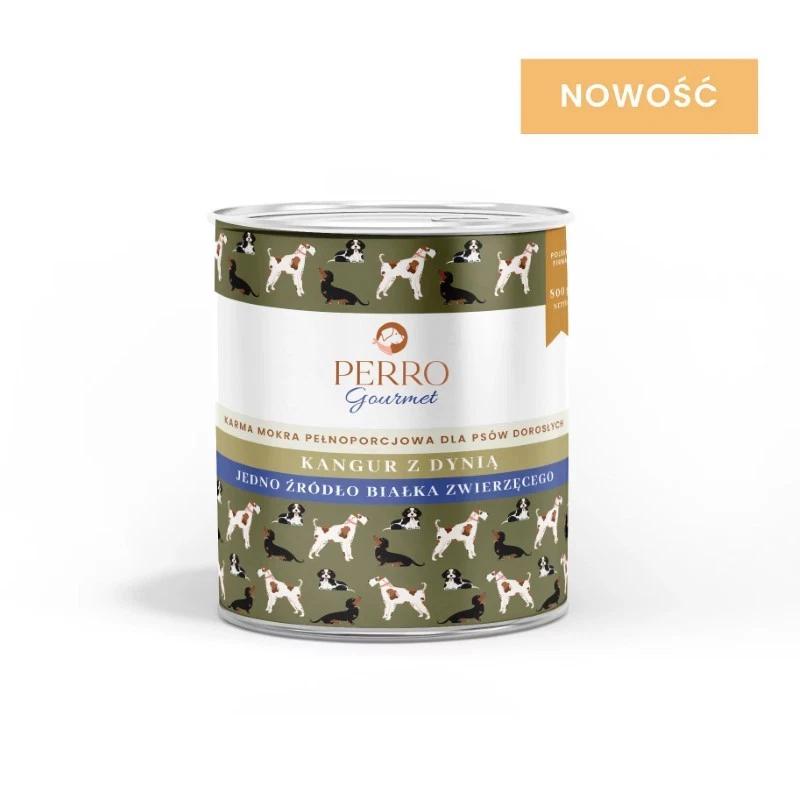 perro. karma mokra gourmet kangur z dynią dla psów dorosłych 800g