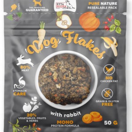 syta micha. dog flakes suszona karma dla psa królik 50g