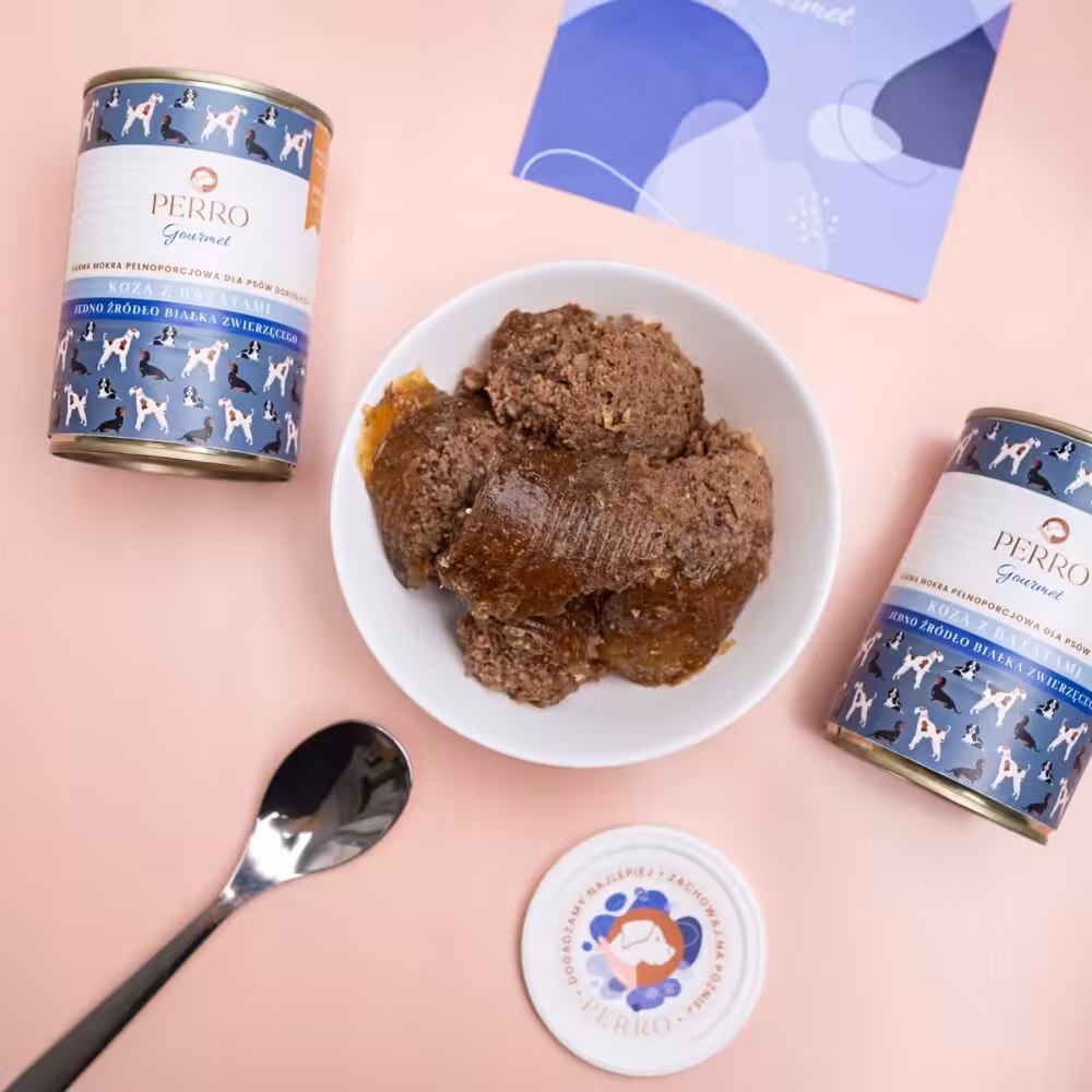 perro. karma mokra gourmet koza z batatami dla psów dorosłych 800g