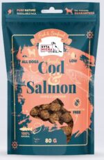 syta micha. fish & seafood przysmaki dorsz z łososiem dla psa 80g