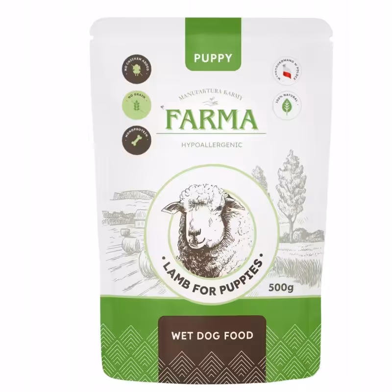 farma. saszetka premium dla szczeniąt jagnięcina puppy 500g