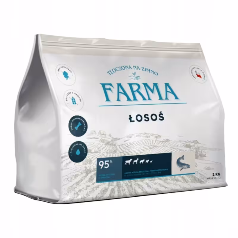 farma sucha karma z Łososiem hipoalergiczna tłoczona na zimno 2kg