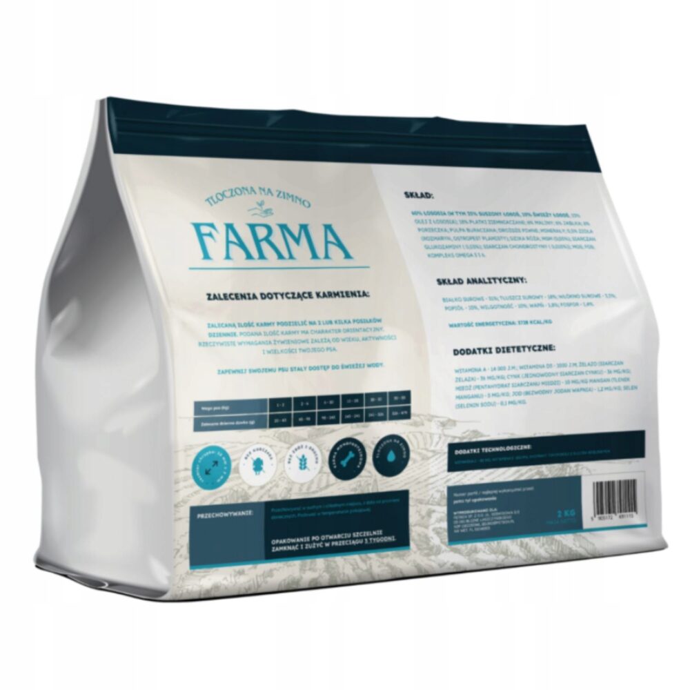 farma sucha karma z Łososiem hipoalergiczna tłoczona na zimno 2kg
