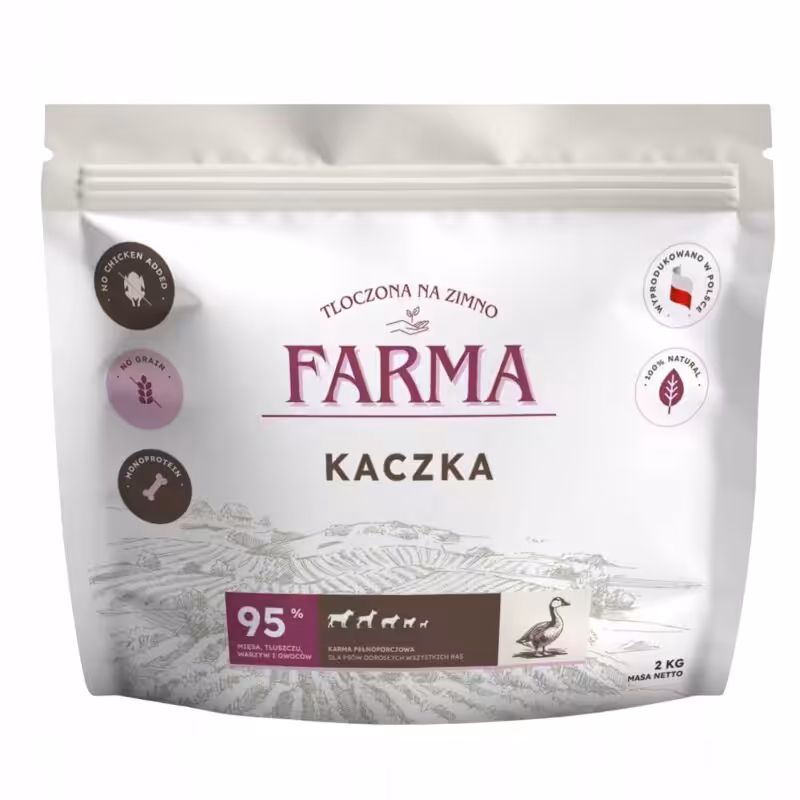 farma z kaczki - hipoalergiczna karma tłoczona na zimno dla psów 2kg