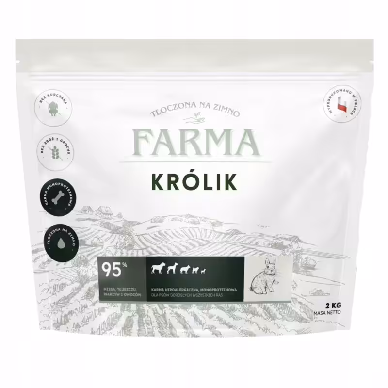 karma sucha dla psa farma adult tłoczona na zimno królik 2kg