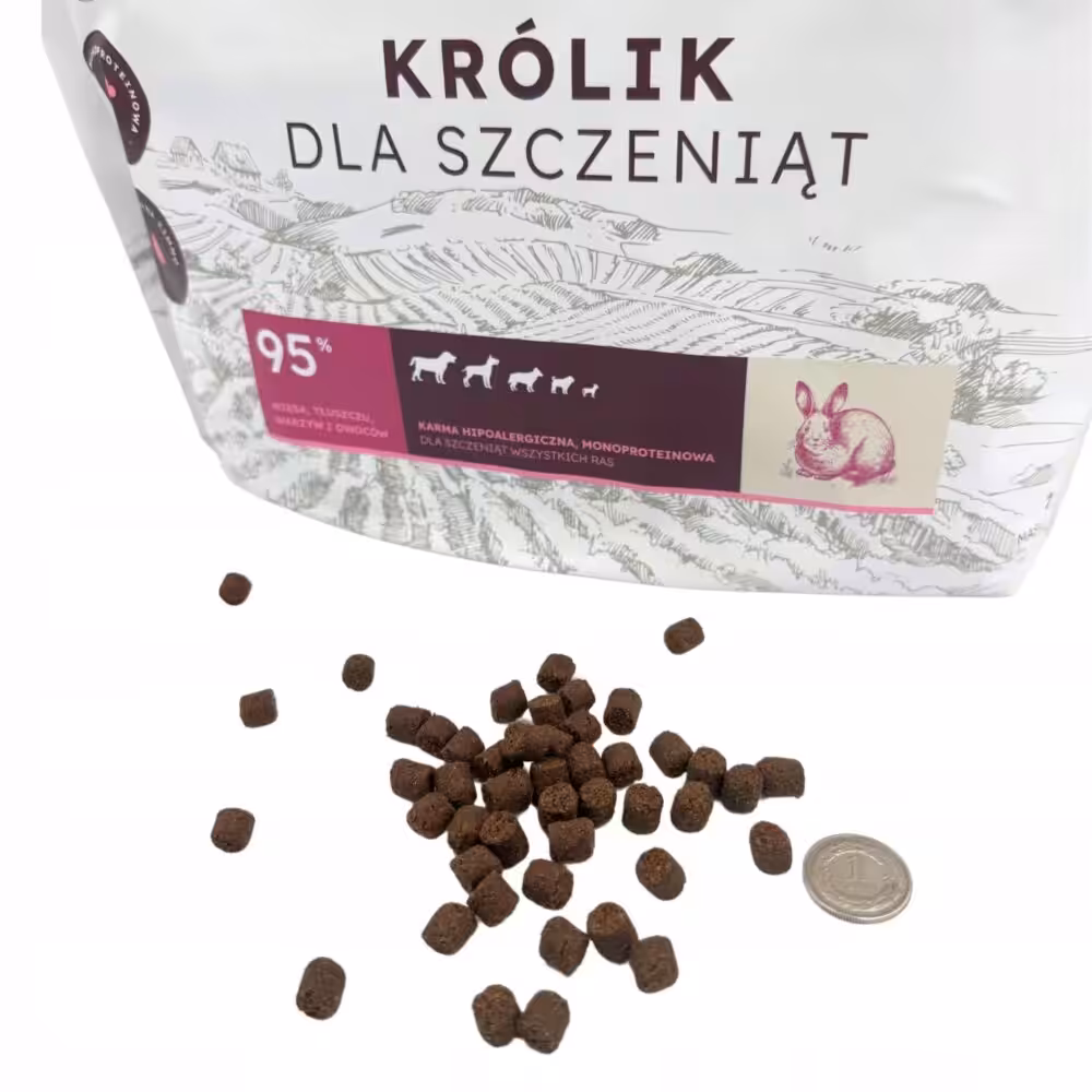 sucha karma farma dla szczeniąt królik hipoalergiczna 2 kg