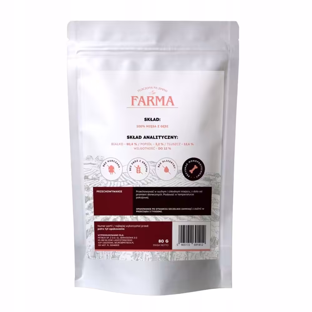 farma trenerki z gęsiny 80g mięso mięśniowe 100%