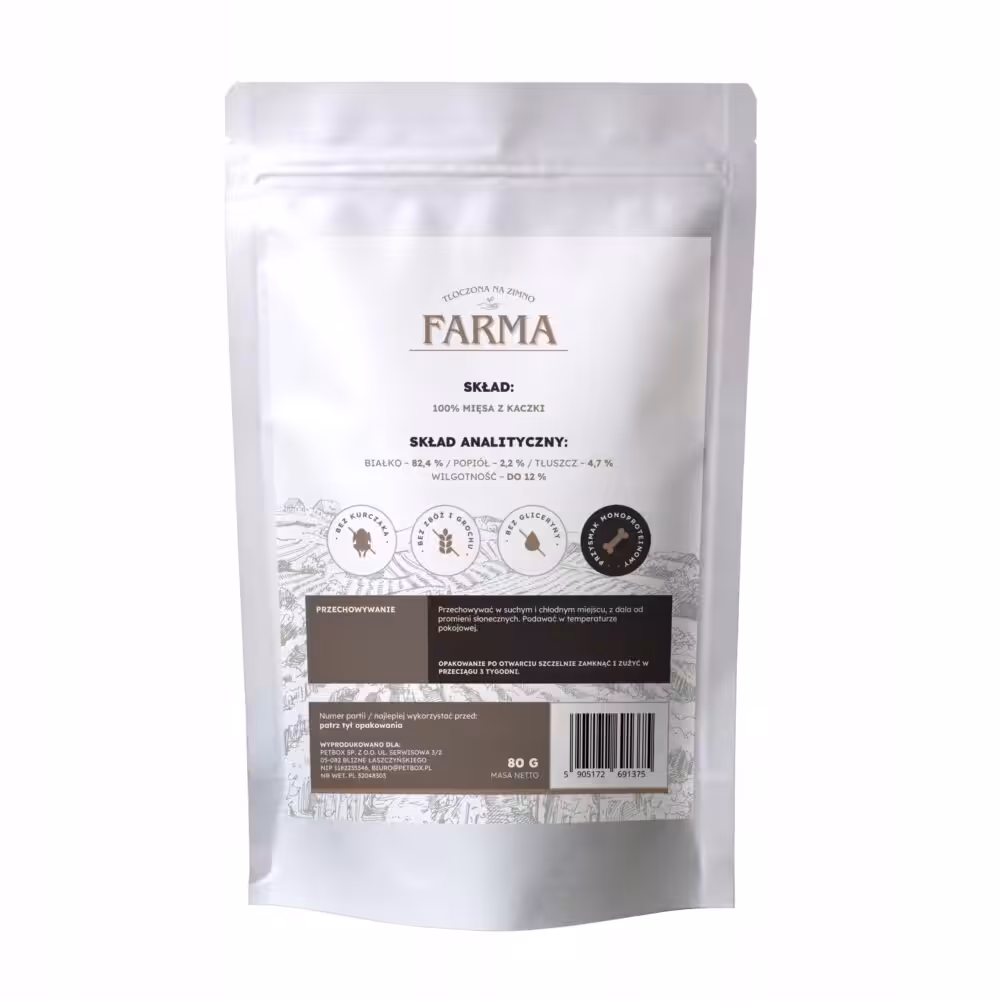 farma trenerki z kaczki 80g mięso mięśniowe 100%