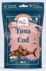 syta micha fish & seafood przysmaki dorsz z tuńczykiem dla psa 80g