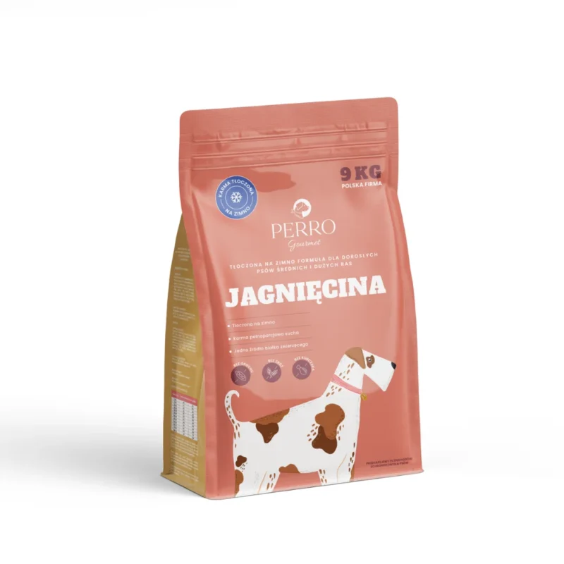 perro. karma tłoczona na zimno gourmet jagnięcina dla psów ras m/l 9 kg